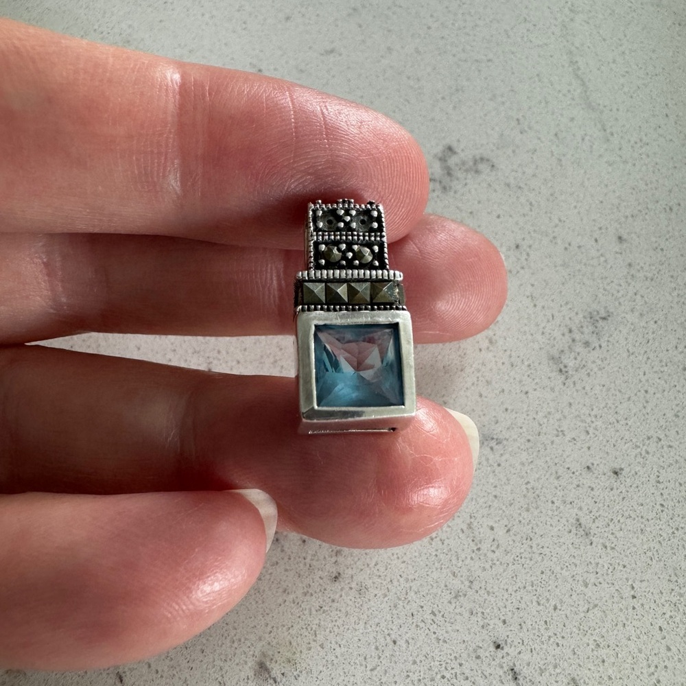 Sterling silver blue marcasite pendant